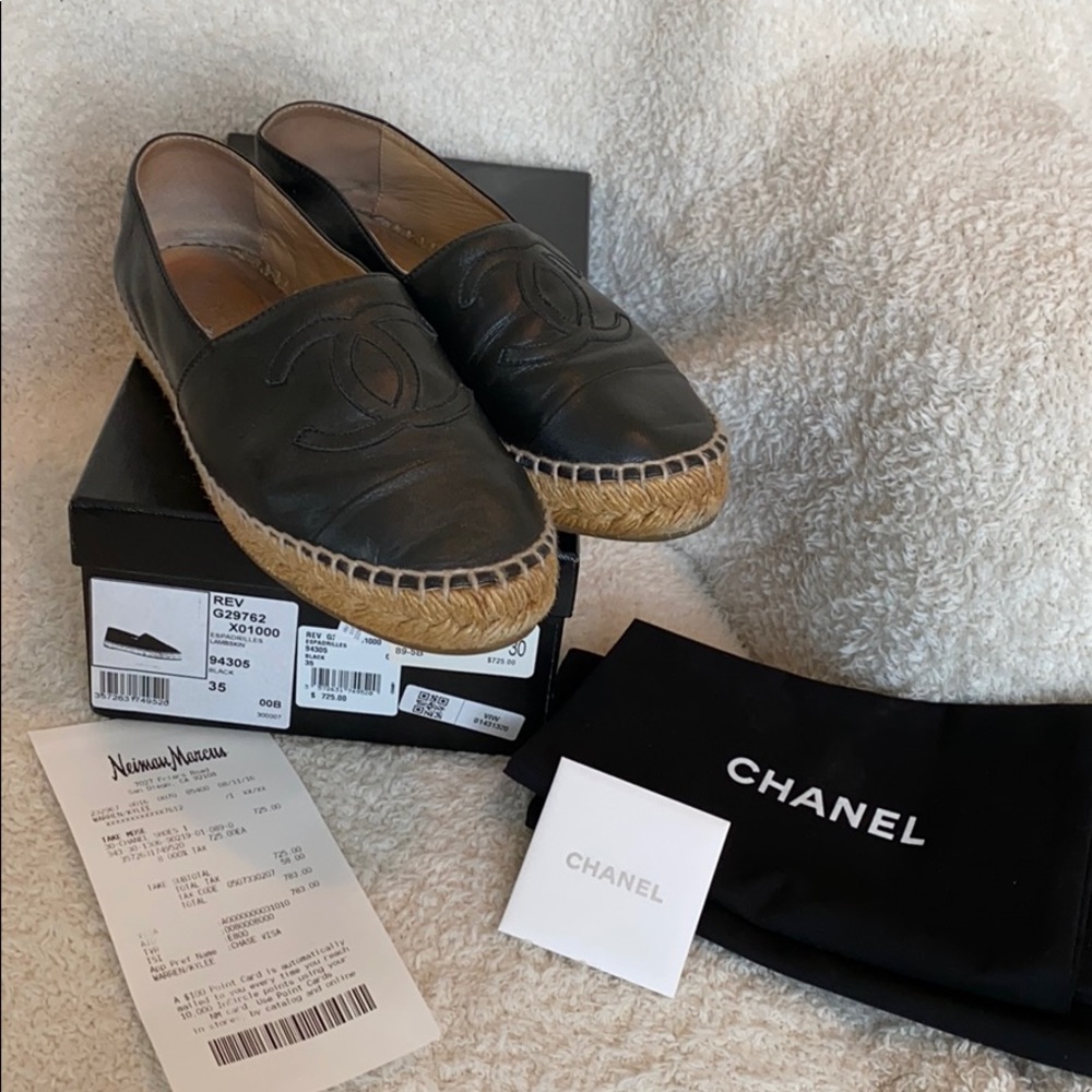 Chanel Espadrilles Black Lambskin 35